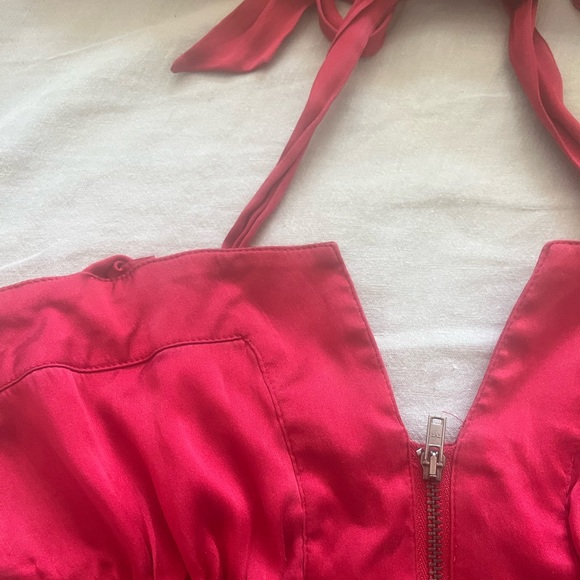 Y2K 90s Bebe Corset Bustier Halter Red Top - Picture 2 of 4